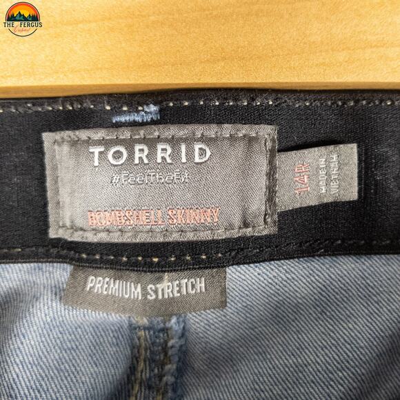 Torrid Bombshell Skinny Jeans Blue Cotton Blend Button Fly Women's Plus Size 14R - Picture 8 of 13